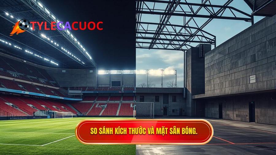 1. Sự khác biệt về kích thước sân và mặt sân